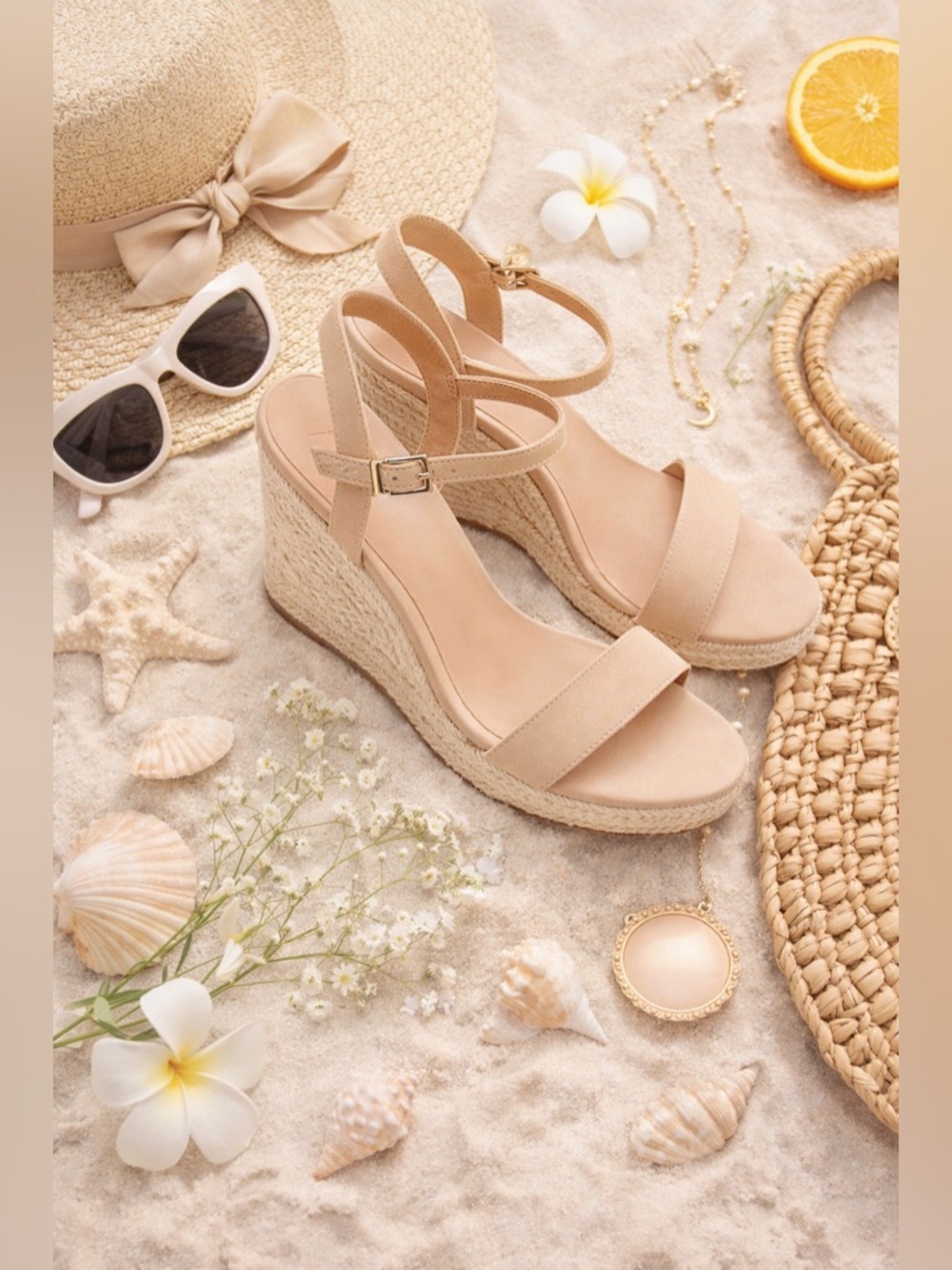 Beige Women’s Wedge Sandals - Classic Summer Heels - Call It Spring